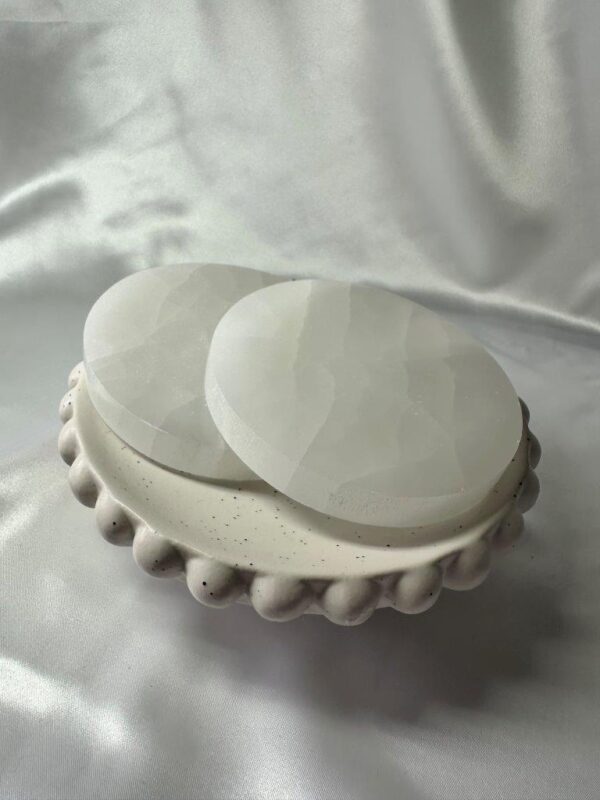 White Selenite Round Plates