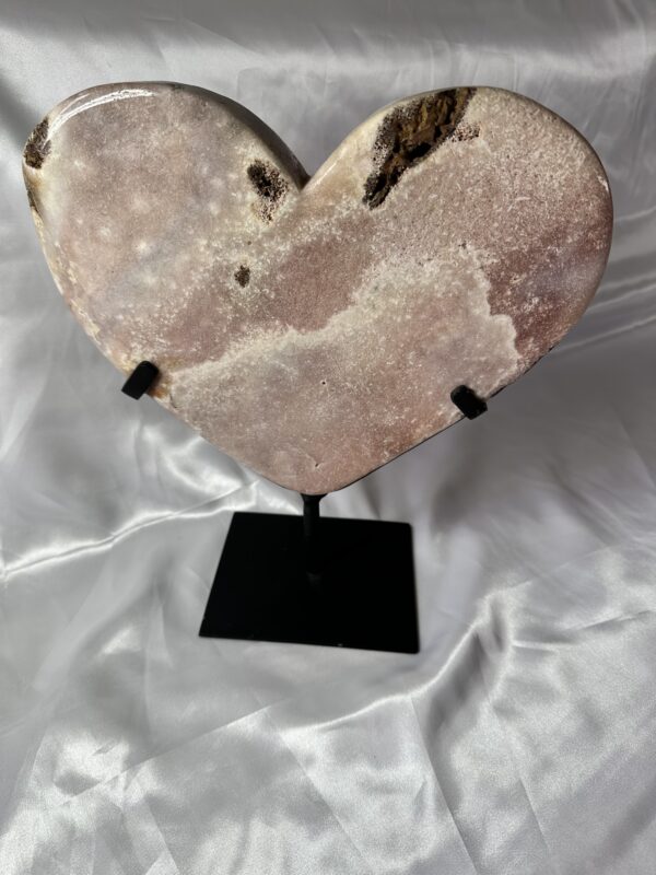 Pink Amethyst Heart On Stand B